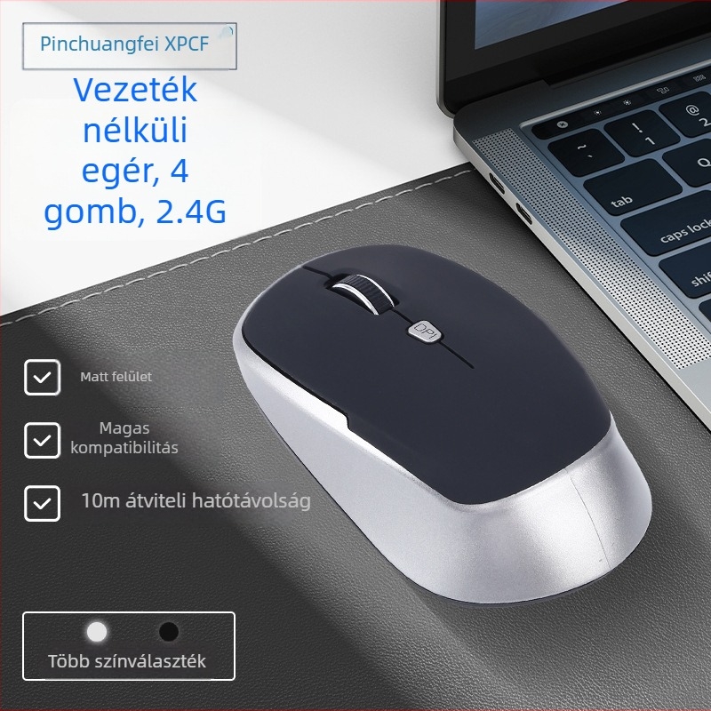 Vezeték nélküli egér 2.4G, 4 gomb, Plug-and-play, ergonomikus kialakítás, testreszabható logó