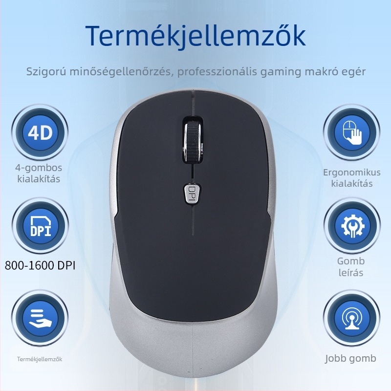 Vezeték nélküli egér 2.4G, 4 gomb, Plug-and-play, ergonomikus kialakítás, testreszabható logó