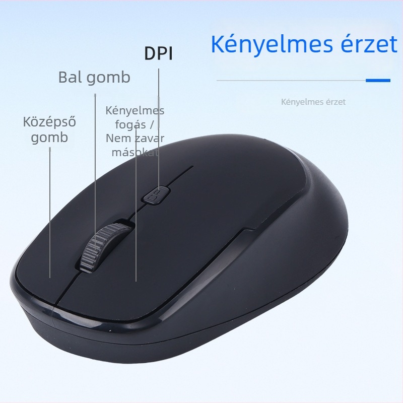 Vezeték nélküli egér 2.4G, 4 gomb, Plug-and-play, ergonomikus kialakítás, testreszabható logó
