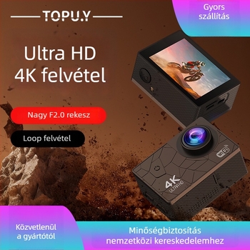 4K sportkamera Wi-Fi-vel, vízálló merüléshez és kültéri kerékpározáshoz — Modell I5-361, 12 MP érzékelő, TF-kártya tárhely, ABS tokozás, 180 perc üzemidő