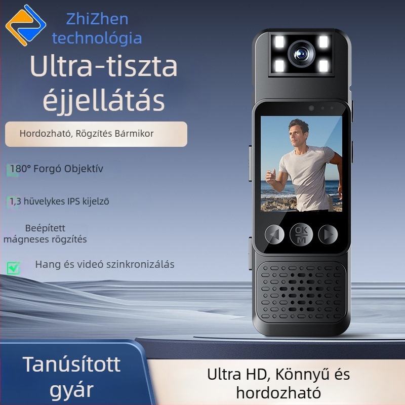 Hátsó klipszes kamera, kézi 1080p, hordozható vlog felvevő kültérre, TF-kártya, ABS burkolat, 4,5 órás akkumulátor-üzemidő