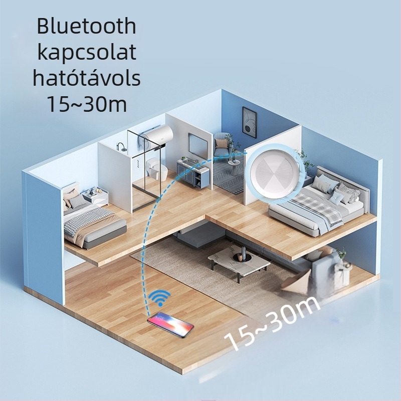 Okos Bluetooth anti-eltűnési nyomkövető kulcsokhoz és telefonhoz, GPS helymeghatározás, hatótáv 15–30 m, 210 mAh akkumulátor, tömeg 26 g, méretek 32x8.8 mm