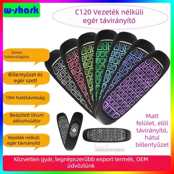 C120 Vezeték nélküli Air Mouse billentyűzettel – USB interfész, 10 m hatótáv, ergonómikus design, minden egyben távirányító
