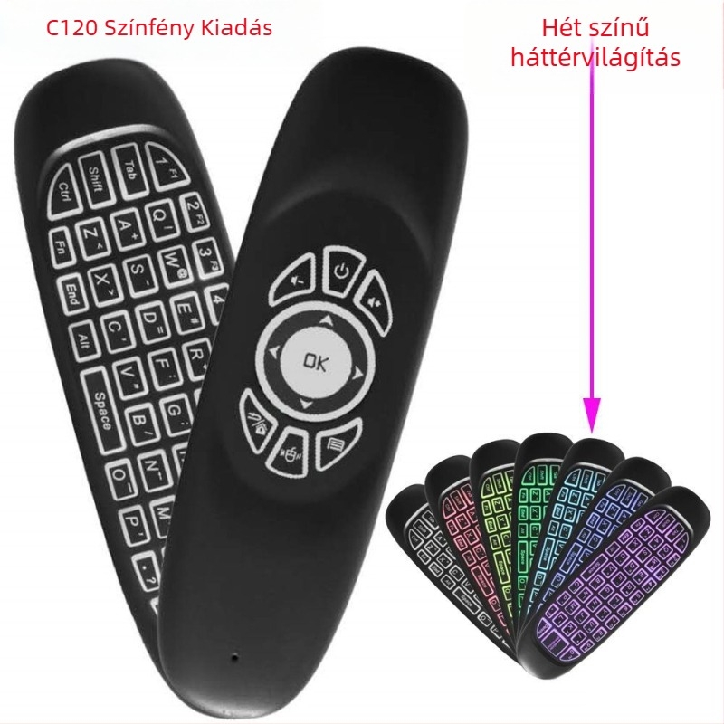 C120 Vezeték nélküli Air Mouse billentyűzettel – USB interfész, 10 m hatótáv, ergonómikus design, minden egyben távirányító