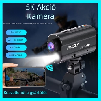 Motorkerékpár/kerékpár sisak akciókamera, 5K felbontás, Wi‑Fi, éjszakai látás, képstabilizáció