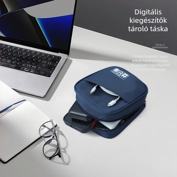 Craftsman Adatkábeltároló táska – kocka alakú, Oxford anyag, többfunkciós, utazási tárolás