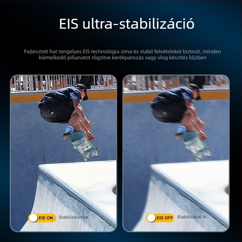 5K sportkamera EIS stabilizálással, Wi-Fi vezeték nélküli felvétel, 30fps, TF-kártya tárolás