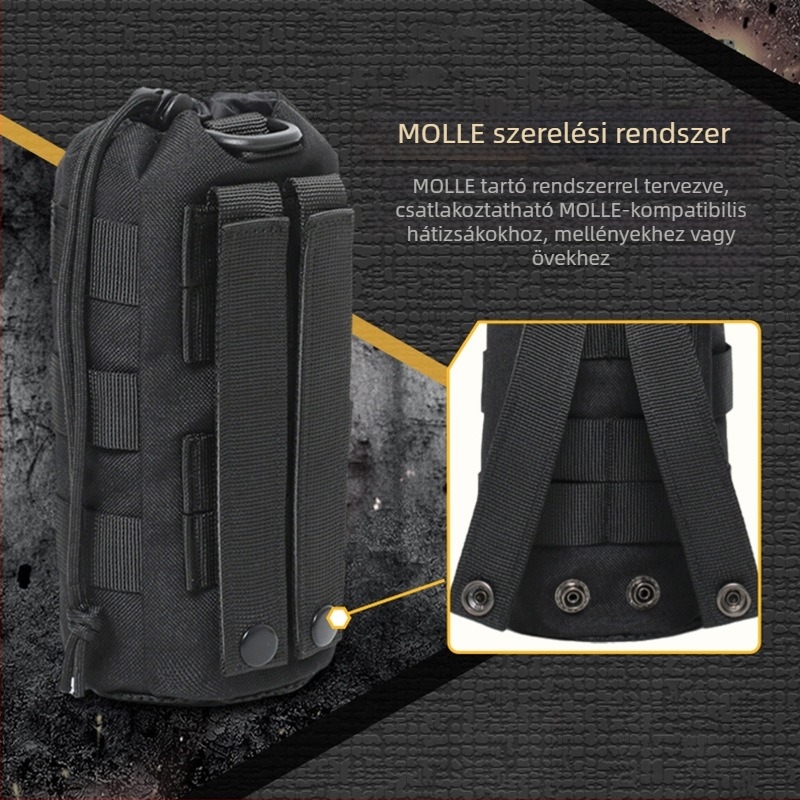 Vízpalack övtáska, kamuflázzal mintázva, 1000D anyag, ultra könnyű, kopásálló, poliészter bélés, szabadtéri sportokra