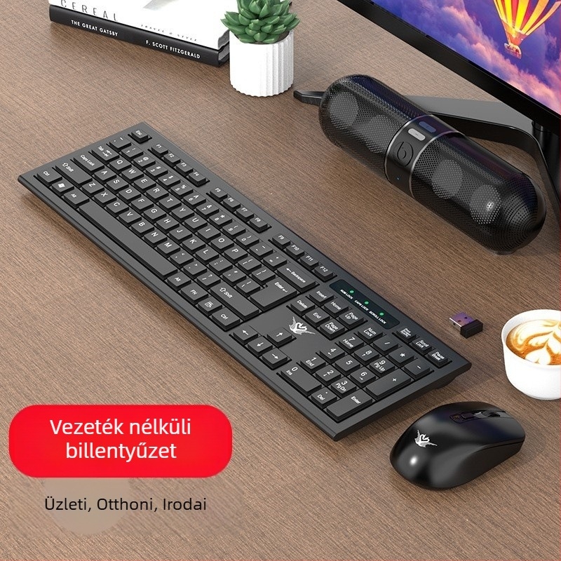 Km601 Vezeték nélküli billentyűzet és egér készlet, 104 billentyű, 2.4G, ergonómikus, Plug-and-Play