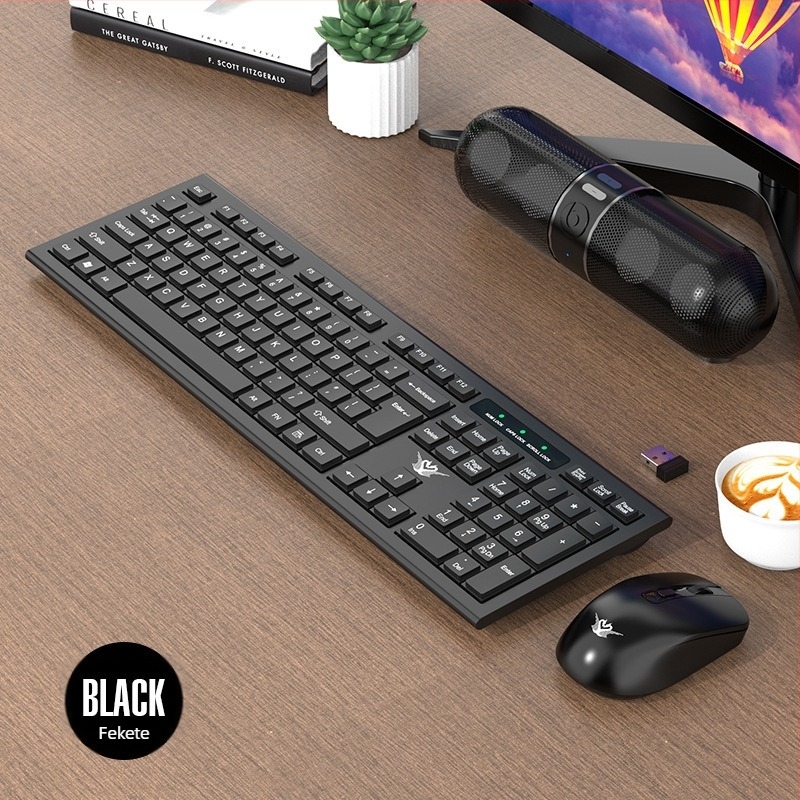 Km601 Vezeték nélküli billentyűzet és egér készlet, 104 billentyű, 2.4G, ergonómikus, Plug-and-Play