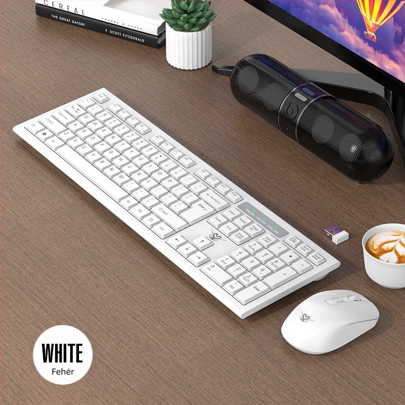 Km601 Vezeték nélküli billentyűzet és egér készlet, 104 billentyű, 2.4G, ergonómikus, Plug-and-Play