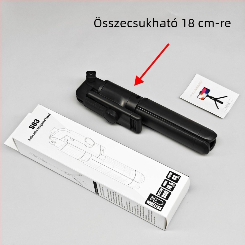 Bluetooth önarckép-stick beépített állvánnyal mobiltelefonokhoz, hosszabbítható, hordozható élő közvetítéshez, távirányítóval, univerzális