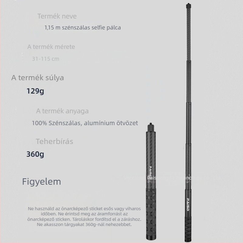 Szelfibot Insta360/Gopro akciókamerákhoz – erős szénszálas, 5 részes, modell PAISD 115