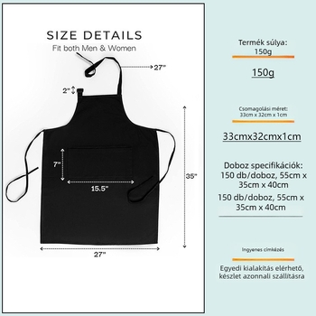 Poliészter ujjatlan kötény anti-szennyező bevonattal és nyomtatott mintával – modern minimalista stílus