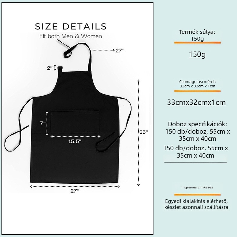 Poliészter ujjatlan kötény anti-szennyező bevonattal és nyomtatott mintával – modern minimalista stílus