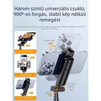 Dream Ship Alumíniumötvözet Selfie Bot – Beépített világítással és Bluetooth távirányítóval – Hordozható padlón álló telefonfotózáshoz
