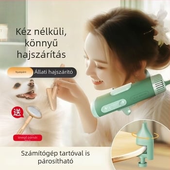 Állatgondozó hajszárító nagy teljesítménnyel és zajcsökkentéssel, nyakba akasztható tartóval, groominghoz, 220V, <1000W
