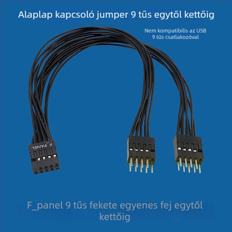 9–pin jumper kábel asztali számítógéphez, 1–2 elosztás előlapi panelhez és házhoz – kettős vezérlés