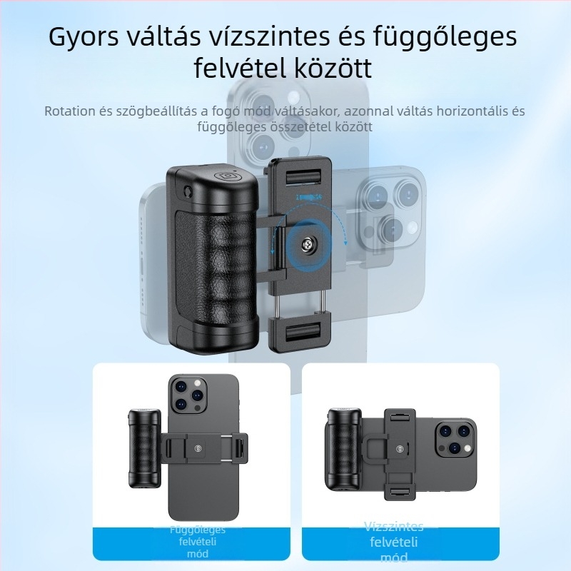 Telefon-stabilizátor, mini selfie stick – hordozható, kézi használat kültéren, távirányító, Bluetooth, műanyag