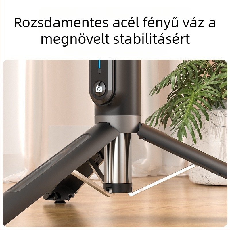 P99W Selfie Stick forgó kettős világítással, Bluetooth távirányító, stabilizáció, teleszkópos asztali és padlóra álló tripod mobil élő közvetítéshez