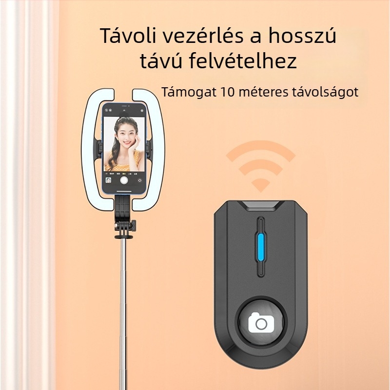 P99W Selfie Stick forgó kettős világítással, Bluetooth távirányító, stabilizáció, teleszkópos asztali és padlóra álló tripod mobil élő közvetítéshez