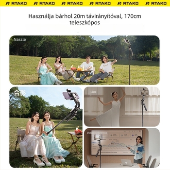 Ruitak okos arckövető tripod élő közvetítéshez, anti‑rezgés stabilizáció, világító fény és Bluetooth távirányító
