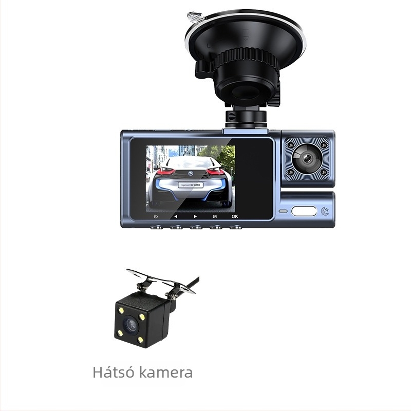 4K autós DVR WiFi, 170° látómező, 24 órás tárolás, háromcsatornás felvétel