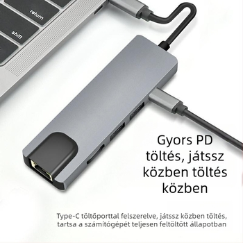 Öt egyben Type-C dokkoló – USB-C interfész, 5 Gbps, tápellátás nélkül