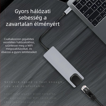 Öt egyben Type-C dokkoló – USB-C interfész, 5 Gbps, tápellátás nélkül