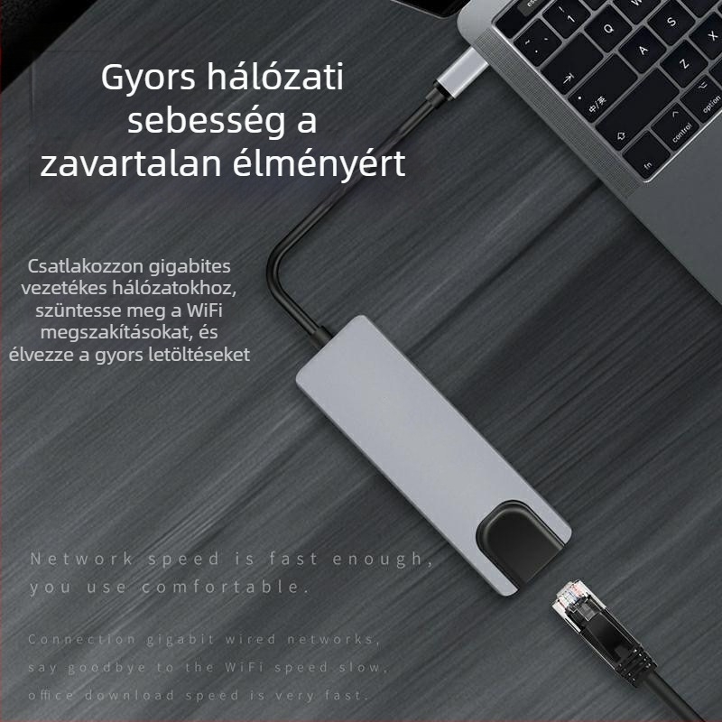 Öt egyben Type-C dokkoló – USB-C interfész, 5 Gbps, tápellátás nélkül