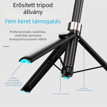 Telefonos szelfi pálca asztali állvánnyal, mindent egyben az asztali élő közvetítéshez, ötvözet kivitel, testreszabás támogatott