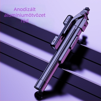 K30S Bluetooth Selfie Pálca Kézi Stabilizátorral és Padlóra Állvánnyal, Ötvözetből, Anti‑Remegés, Töltő Fény