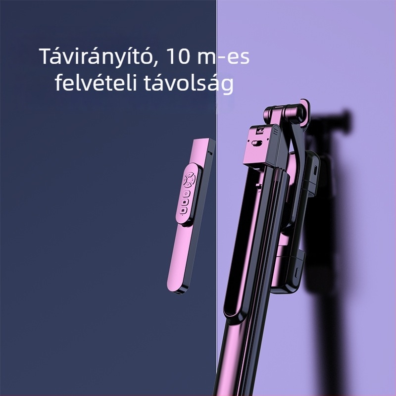 K30S Bluetooth Selfie Pálca Kézi Stabilizátorral és Padlóra Állvánnyal, Ötvözetből, Anti‑Remegés, Töltő Fény