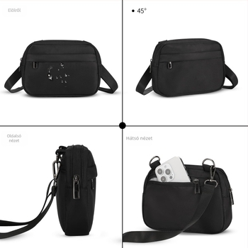 Lulu női crossbody és öv táska állítható, levehető vállpánttal, vízálló poliészter, zárókapcsolat cipzárral, belső zseb a telefonhoz és ID-hoz, mindennapi stílus logóval