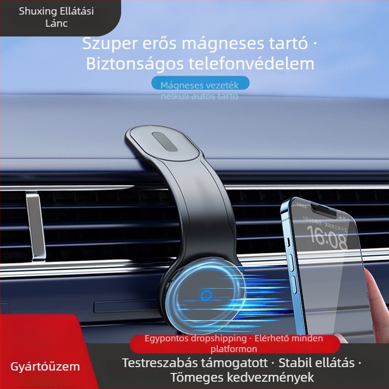 Autótelefon-tartó – Alumíniumötvözet + TPU + ABS; Testreszabás támogatott