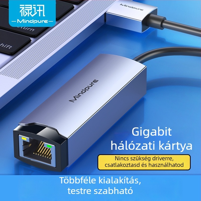USB 3.0-hoz RJ45 Gigabites Ethernet adapter alumínium ötvözet ház, USB 2.0/3.0 kompatibilitás, 10/100/1000 Mbps