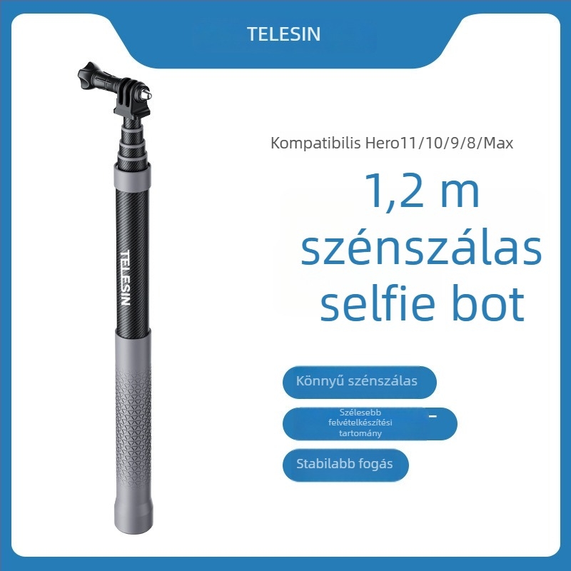 Telesin karbon szálas selfie bot GP-MNP-002 univerzális akciókamera-hoz (Csomag: 1× selfie bot)