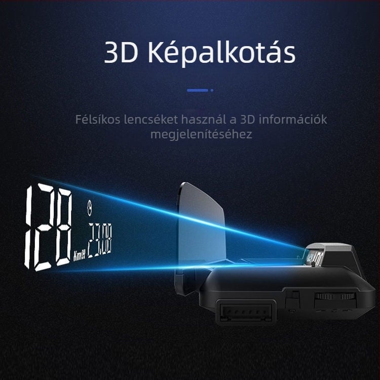 Autó Head-Up kijelző (HUD) OBD-vel, univerzális, többfunkciós, sebesség, üzemanyag-fogyasztás és idő kijelzése