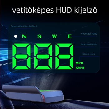 Autó HUD kijelző – modell W2s-green, USB tápegység, 100 g, univerzális minden modellhez
