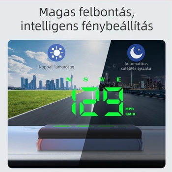 Autó HUD kijelző – modell W2s-green, USB tápegység, 100 g, univerzális minden modellhez