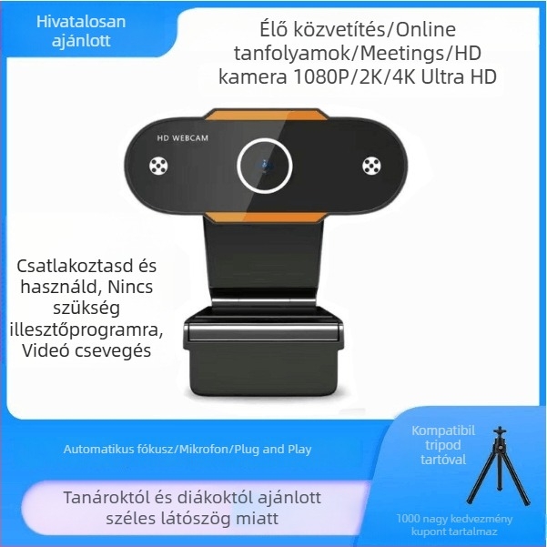 Okos PTZ kamera asztali számítógéphez, 4K felbontás, USB 2.0 interfész, 0,8 MP érzékelő, illesztőprogram-mentes, plug-and-play