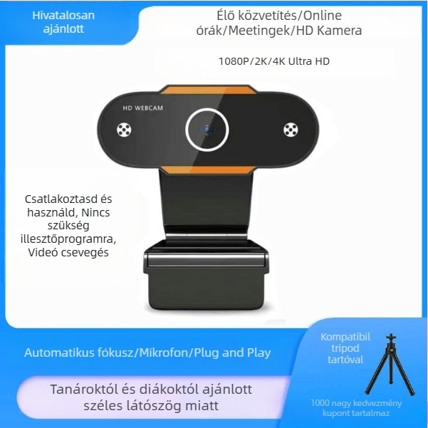 Okos PTZ kamera asztali számítógéphez, 4K felbontás, USB 2.0 interfész, 0,8 MP érzékelő, illesztőprogram-mentes, plug-and-play