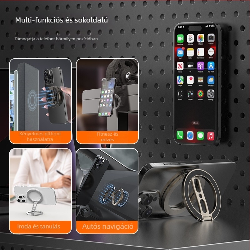 Q14 Kettős mágneses telefon-tartó – cinkötvözet, kreatív dizájn