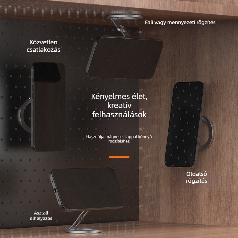 Q14 Kettős mágneses telefon-tartó – cinkötvözet, kreatív dizájn