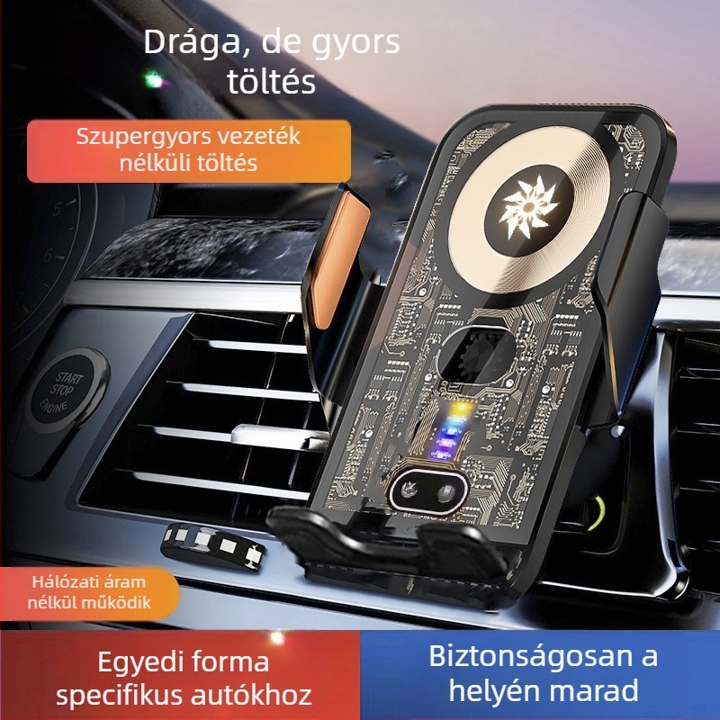 2026-os új modell, áttetsző autótelefon-tartó, rezgésmentes, csúszásmentes, navigáció és vezeték nélküli töltés