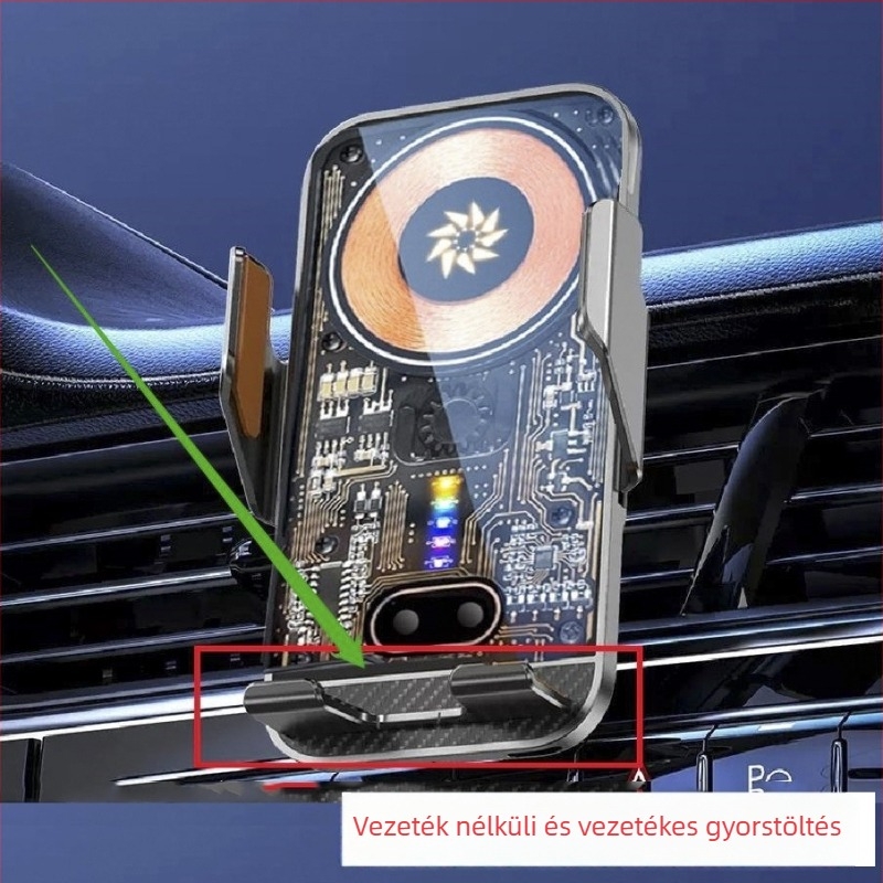 2026-os új modell, áttetsző autótelefon-tartó, rezgésmentes, csúszásmentes, navigáció és vezeték nélküli töltés