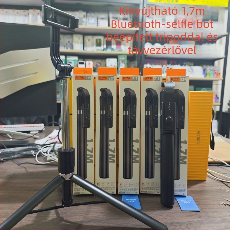 Antivibrációs selfie kar – 7 szakasz, 360° padlóra forgó állvány, rozsdamentes acél, Bluetooth, univerzális kompatibilitás, max. 2 kg terhelés