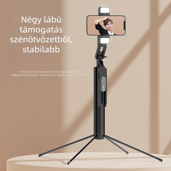 P530 fém selfie pálca háromlábú állvánnyal, Bluetooth távirányítóval, stabilizátorral és világítással