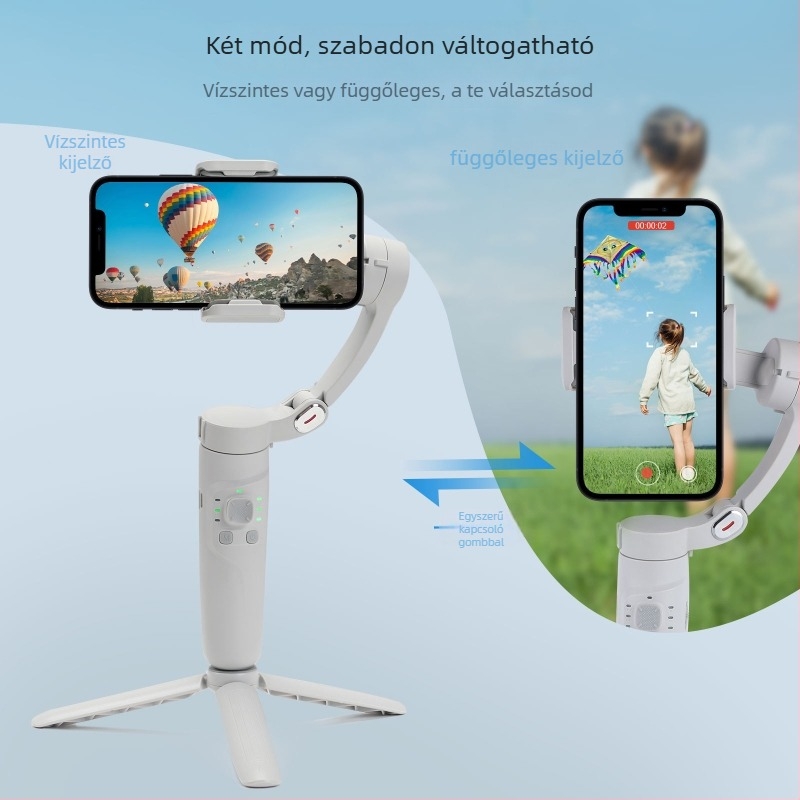 Háromtengelyes kézit stabilizátor gimbal arcfelismeréssel és intelligens követéssel kültéri fotózáshoz, távirányítóval