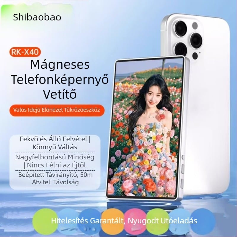 Okostelefonhoz készült osztott képernyős eszköz – mágneses selfie, ABS-ház, Bluetooth-támogatás, minden modellhez kompatibil